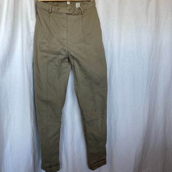 Anne Klein Cigarette High-Waisted Khaki Trouser - Picture 1 of 5